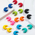 Korean Cute Student Mini Stud Earrings Rainbow Party Jewelry Trendy Frosted Geometric Acrylic Hoop Earrings for Women Girls