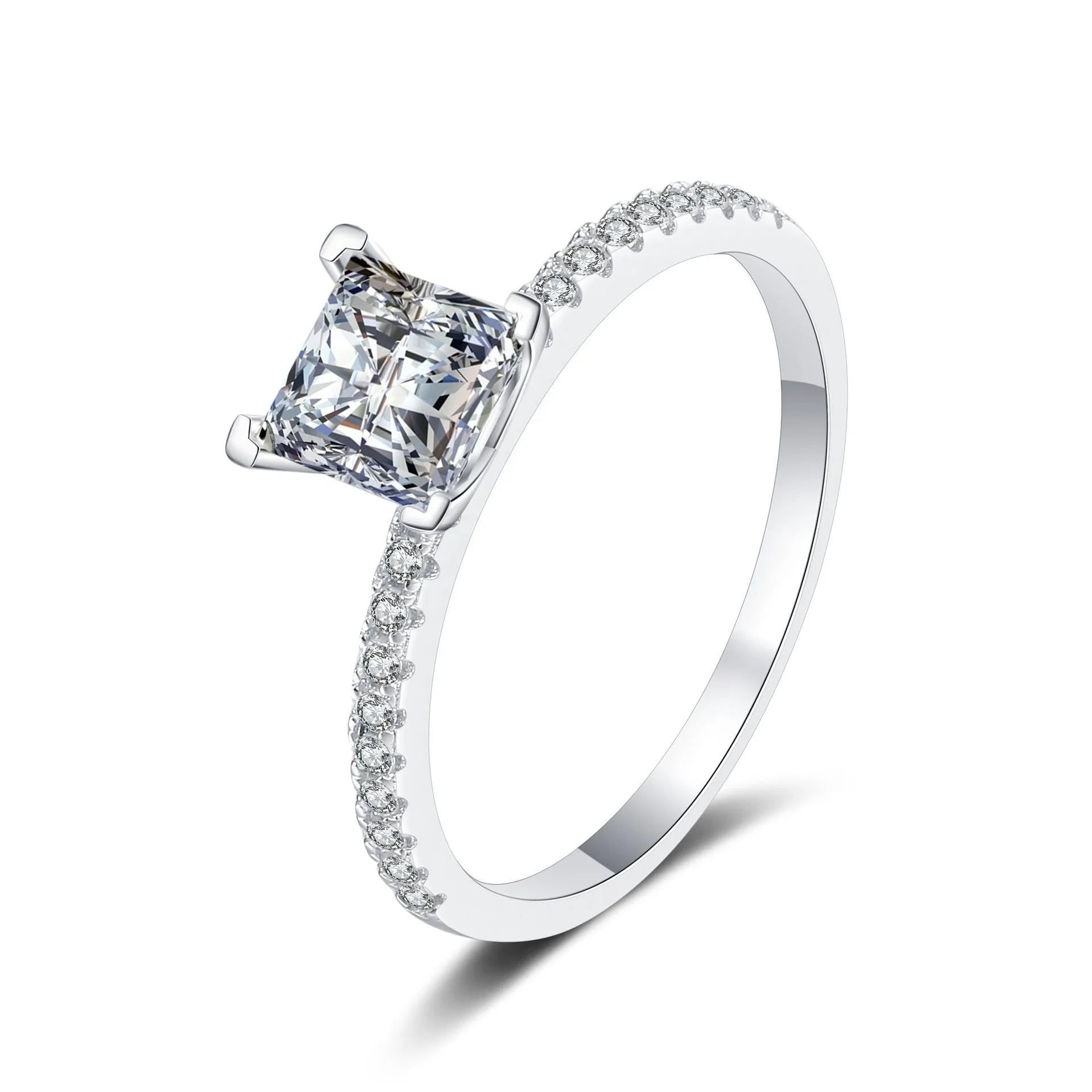 Minimalist Shining Moissanite Wedding Jewelry 925 Sterling Silver Valentines Day Gift Ring Jewelry