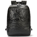 Genuine Leather Casual Large Capacity Men Laptop Backpacks Black Leisure Daypack Travel Backpacks Bag for Traveling
