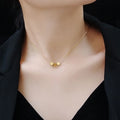 Simple 316L Stainless Steel 18K Real Gold Plated 5mm Round Disc Charms Choker Necklace