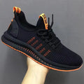 Men's Solid Colour Fashion Thick Bottom Trainers Round Head Mesh Knitted Breathable Men's Casual Shoes Stretch Anti-slip Shoes