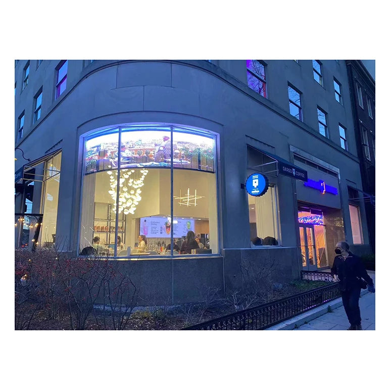Best Quality Cafe Glass Display windows  Indoor ultra HD P3.91 Ecran Transparent Transparent Led Screen Flexible