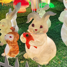TOPREX Outdoor Waterproof Easter Resin Bunny Sculpture Lighting LED Animal Motif Decorative Lights Park Spring Easter Decoration