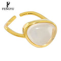Fine 18k Gold Moonstone Gemstone Jewelry Rings for Women 925 Sterling Silver Fashion Adjustable  Natural Crystal Ring Custom