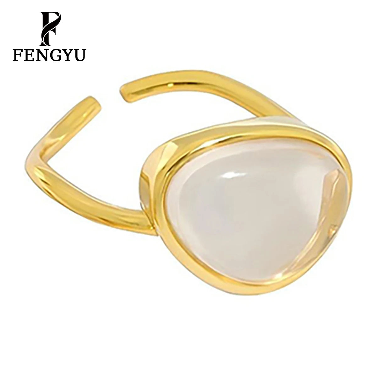 Fine 18k Gold Moonstone Gemstone Jewelry Rings for Women 925 Sterling Silver Fashion Adjustable  Natural Crystal Ring Custom