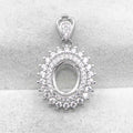 Sterling Silver 7*9mm Semi Mount Pendant Empty Frame Blank Support Setting S925 Base Holder Without Center Stone for DIY Inlay