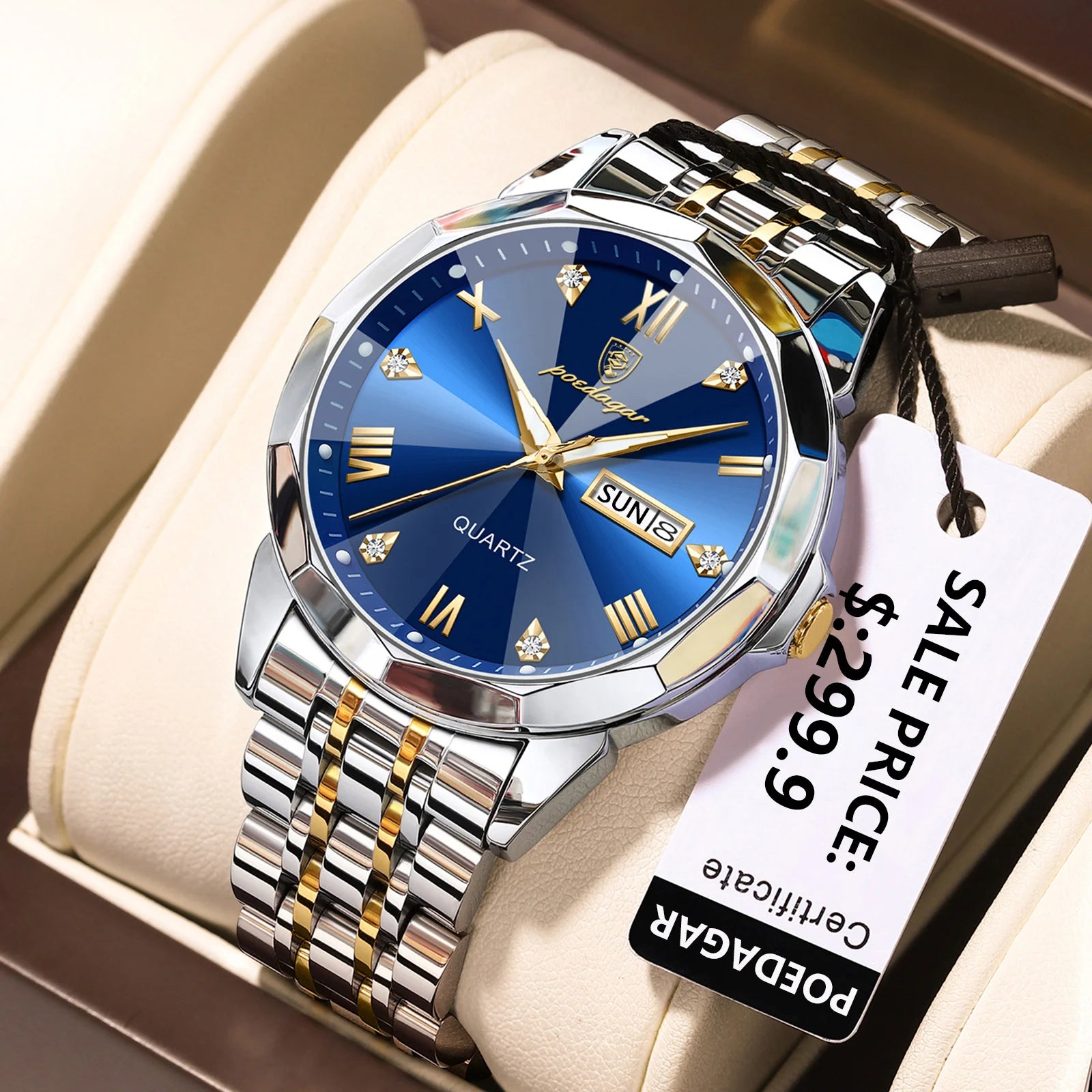 Poedagar 2023 Men Watch Fashion Stainless Steel Quartz Watch Wrist Waterproof Luminous Date Watch for Men
