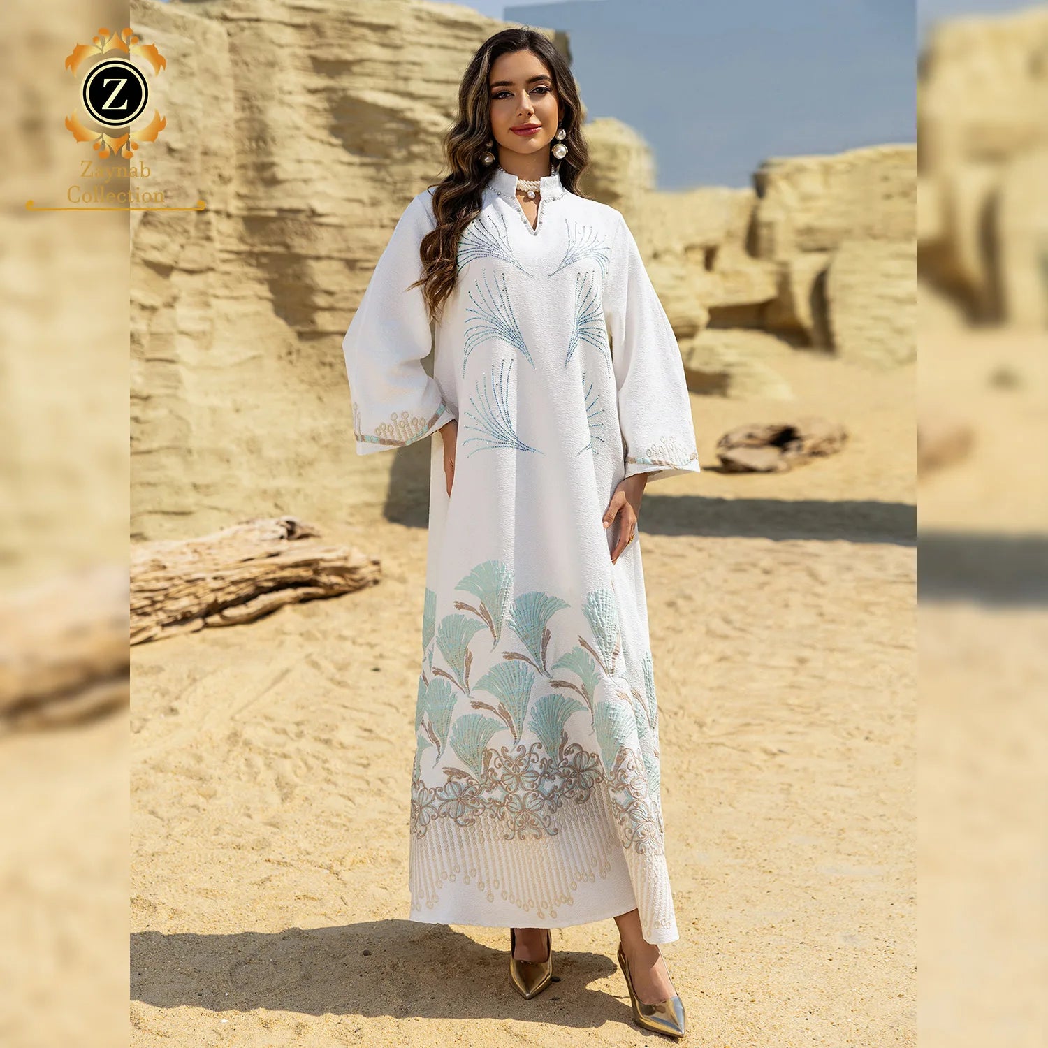 Zaynab Women Muslim Dress Wholesale Latest Design Dubai Donna Musulmana Pleated Abaya Ramadan Luxury Jalabiya Ramadan Abaya
