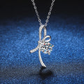 Silver 925 Original 1 Carat Brilliant Cut Diamond Test Past D Color Moissanite Bowknot Shape Pendant Necklace Women Fine Jewelry