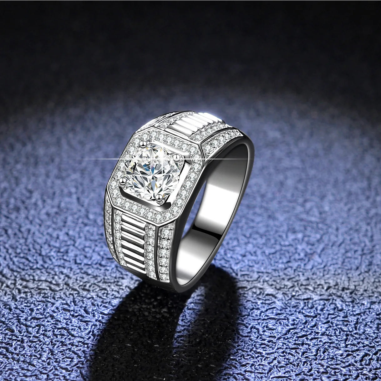 Fine Jewelry 925 Sterling Silver Silver Jewelry Wedding Engagement Vvs Moissanite Diamond Ring Moissanite Ring for Men Rings