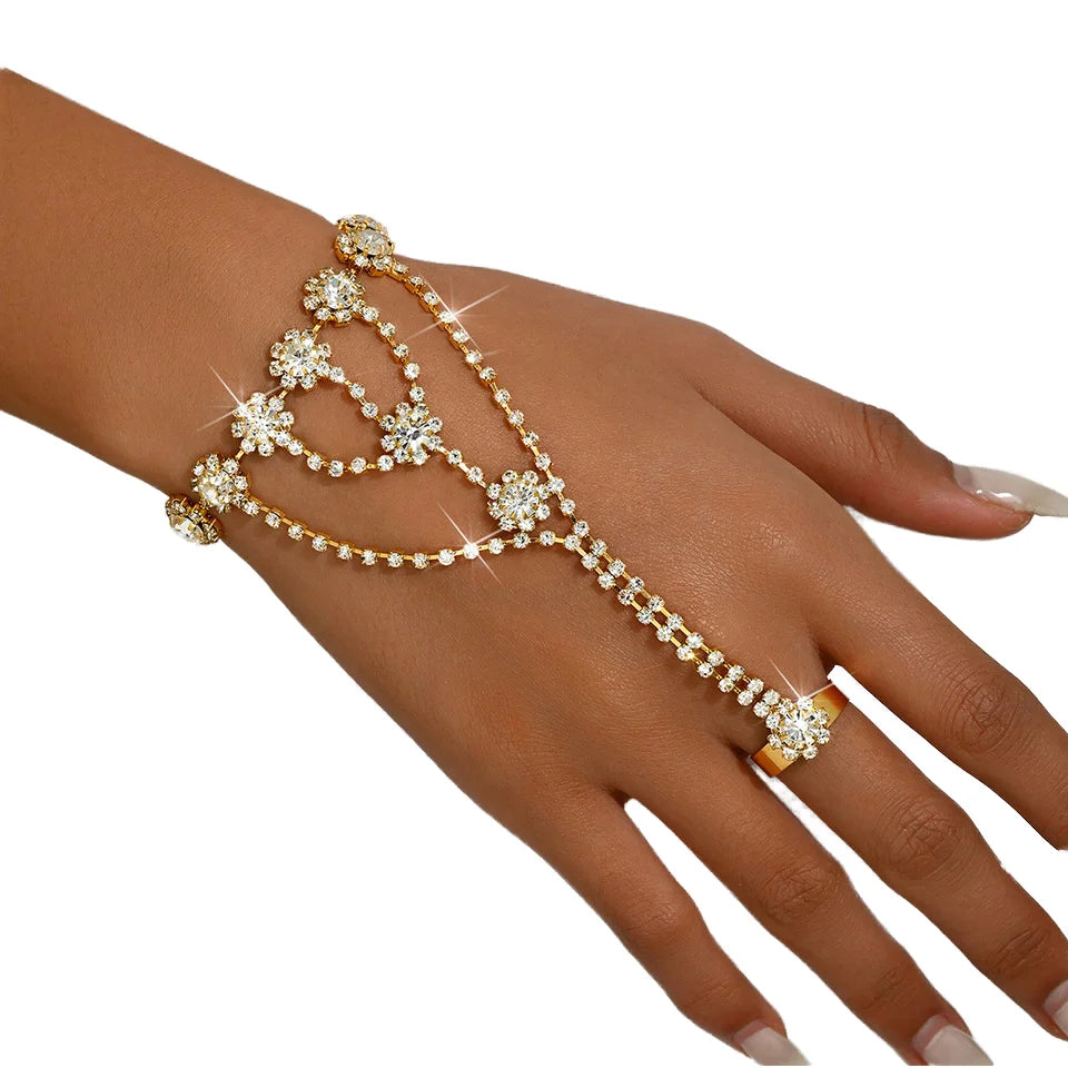 Wholesale Elegant Geometric Middle Eastern Gold Plated Zinc Alloy Jewelry for Brides-Hand