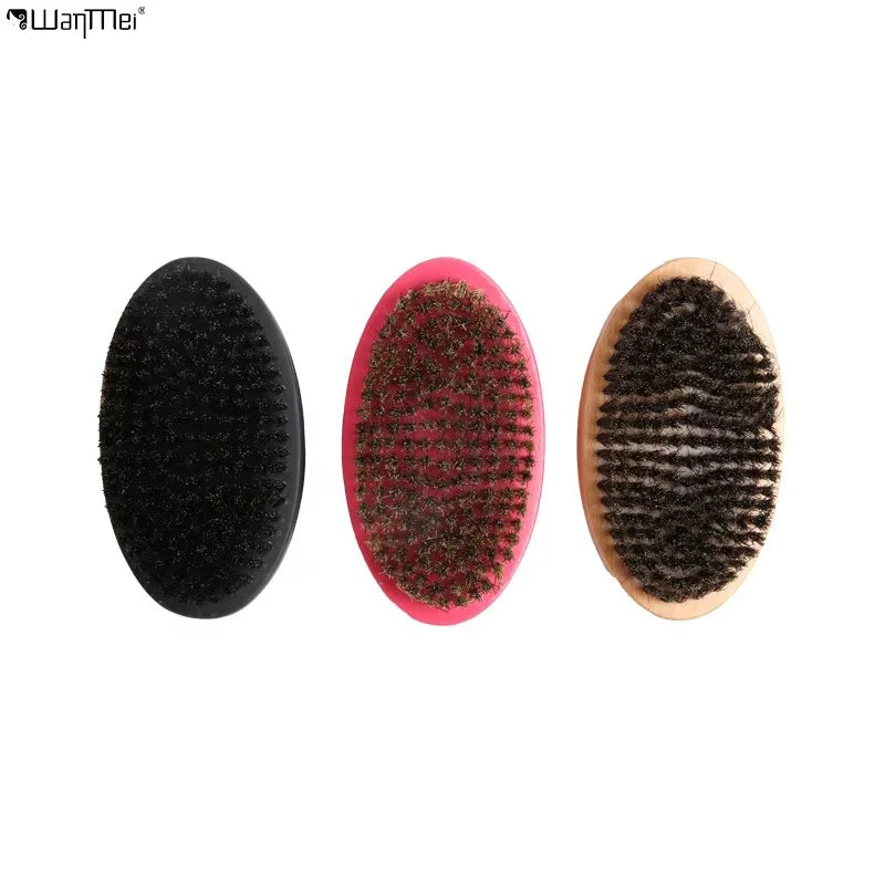 Wanmei Hot Sale OEM Natural Wooden 100% Boars Bristles Black Men Wooden Beard Brush