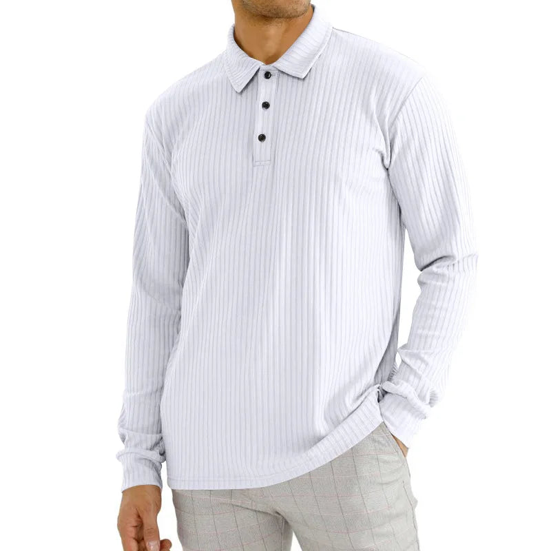 S-3XL Men's Classic Casual European and American Polo Neck Button Long Sleeve Men's Shirt Top