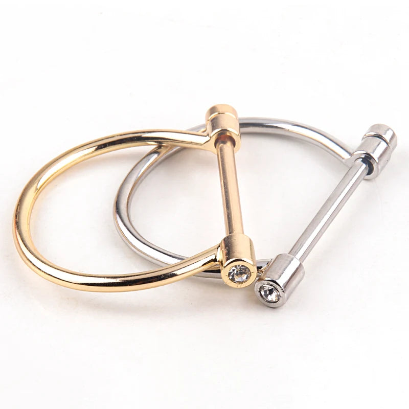 Fashion Jewelry Metal Gold Horseshoe Bangle Alloy Rhinestone D Punk Shackle Screw Open Cuff Bracelet Bangle