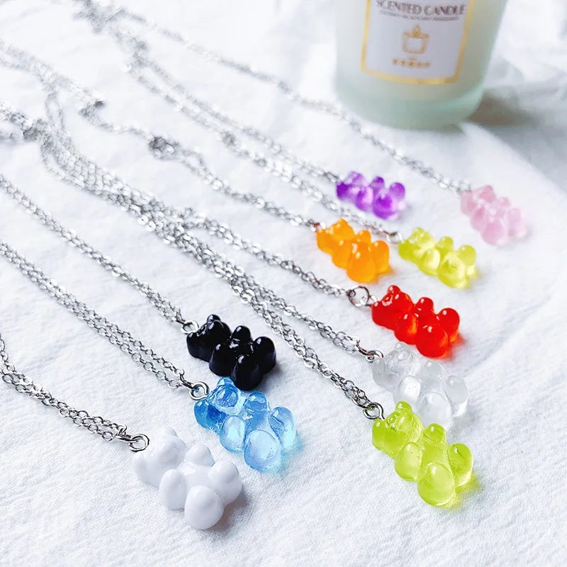 Quality Decor Acrylic Resin Pendant Charm Mini Molds Bears Necklaceconnector Earrings Jewelry Jelly Candy Gummy Bear Necklace