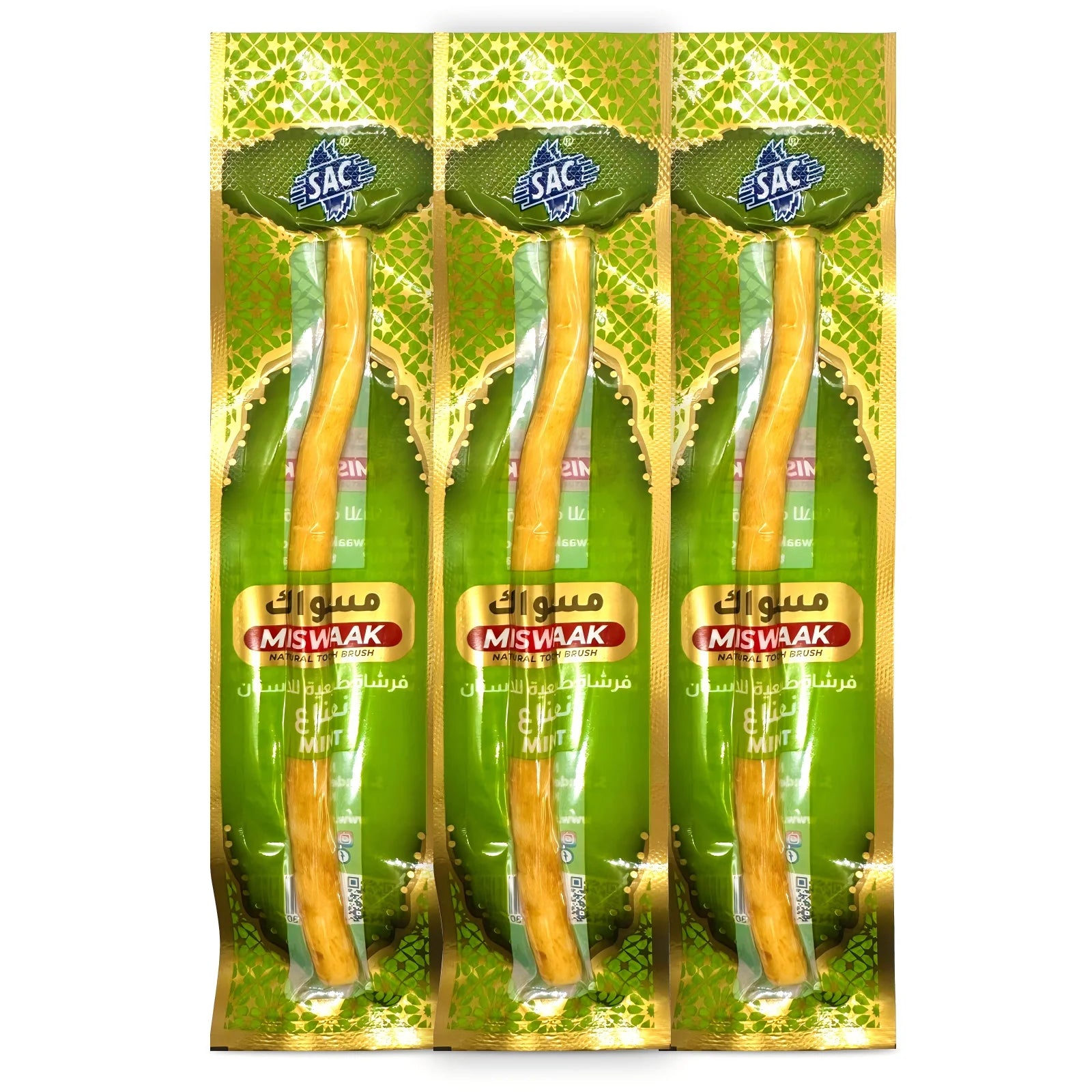 3Pack Natural Plant Teeth Miswak Sticks-Vacuum Sealed Traditional Oral Care Twigs with Mint Flavor for Fresh Breath