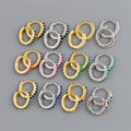 Fine Trendy 925 Sterling Silver 18k Gold Plated Colored Zircons Simple Hoop Earrings for Women