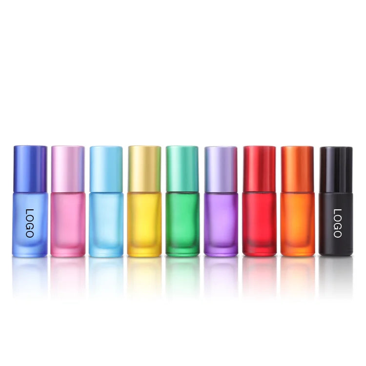 Hot Sale Eye Serum Cosmetic Packaging 5ml Frosted Matte Round Empty Glass Roll on Perfume Roller Bottle