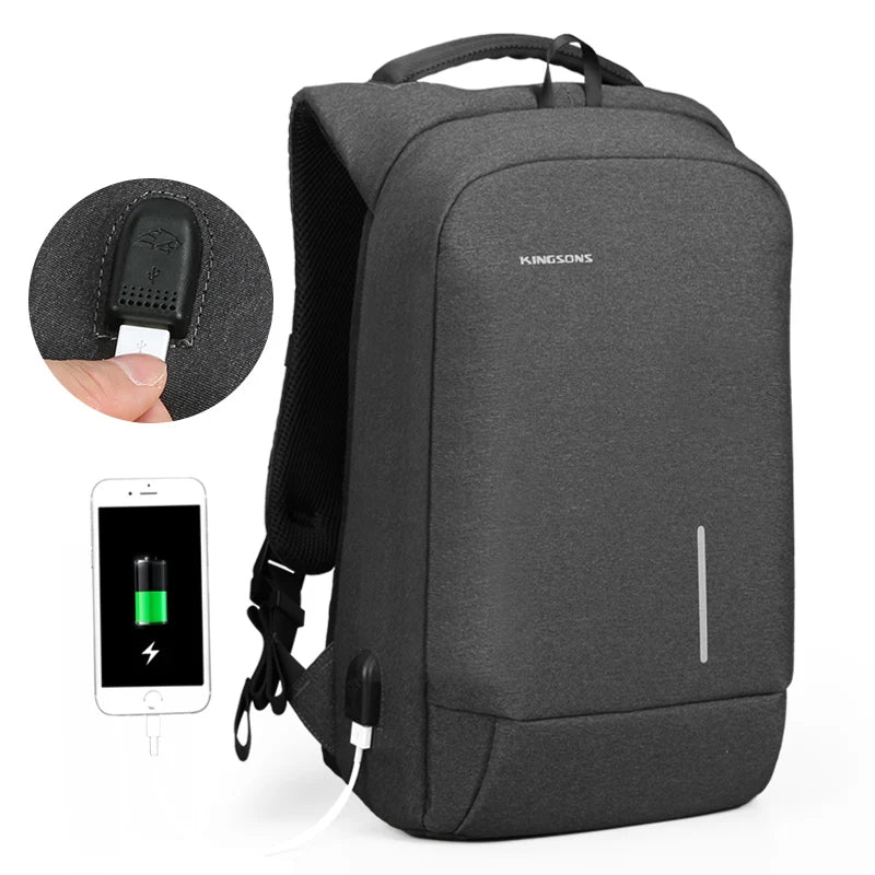 New Design Waterproof Anti-theft Business Backpack USB Charging Port Men's Simple Trending Black Polyester Lining Nylon Material