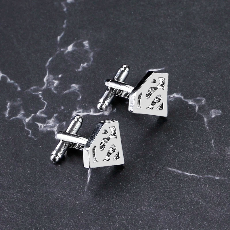 Movie Peripheral Products Superman Logo Fashion Cufflinks for Men Shirt Clothing Accessories