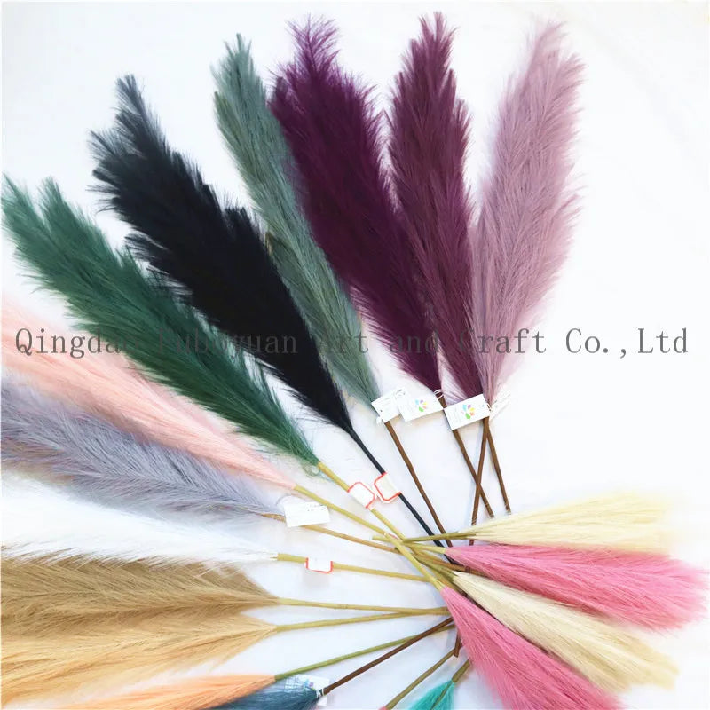 E07314 45 cm - 150cm 18 Branch Small Fake Silk Pompas Grass Flower Decor Large Fluffy Faux Artificial Pampas Grass for Decor