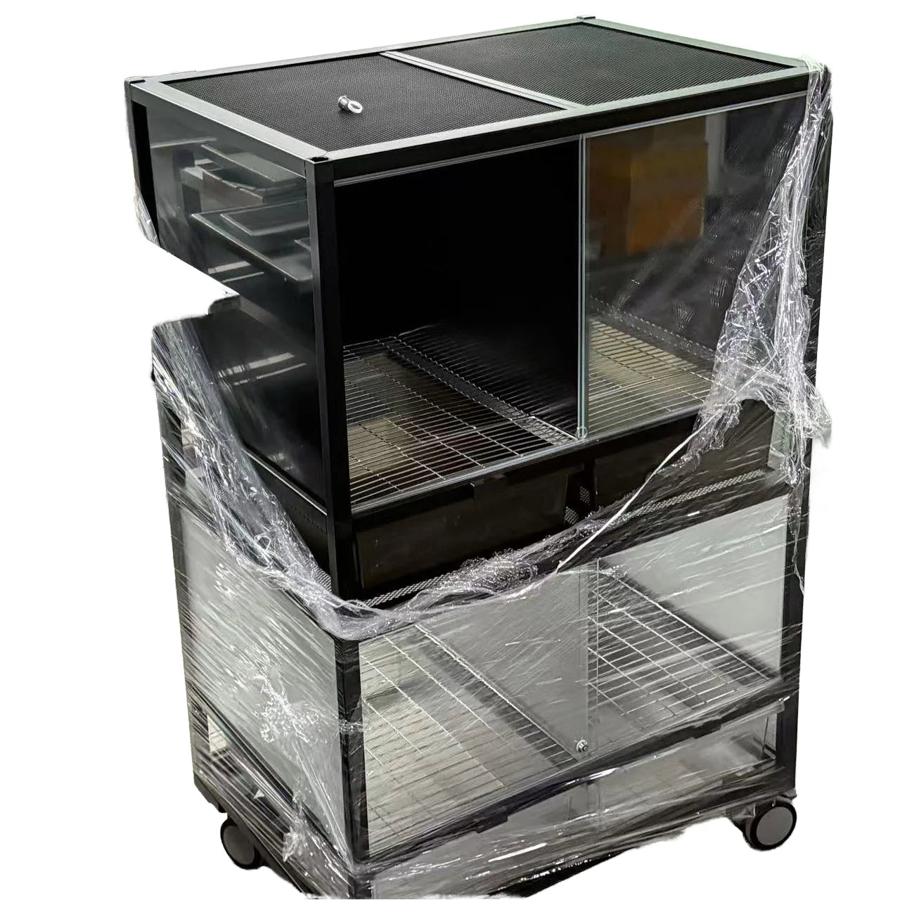 Huayuan RS-R-002 RS Series Aluminum Alloy Square Eco-Friendly Durable Black Reptile Enclosure-R Genus Tank for Crested Leopard