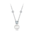S925 Silver Freshwater Pearl Moissanite Plated White Gold Necklace Jewelry Moissanite Pearl Fashion Necklaces for Women