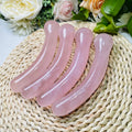 Wholesale Natural Rock Rose Crystal Stone Carved Bent Wands Circle Head Rose Quartz Crystal Stone Massager
