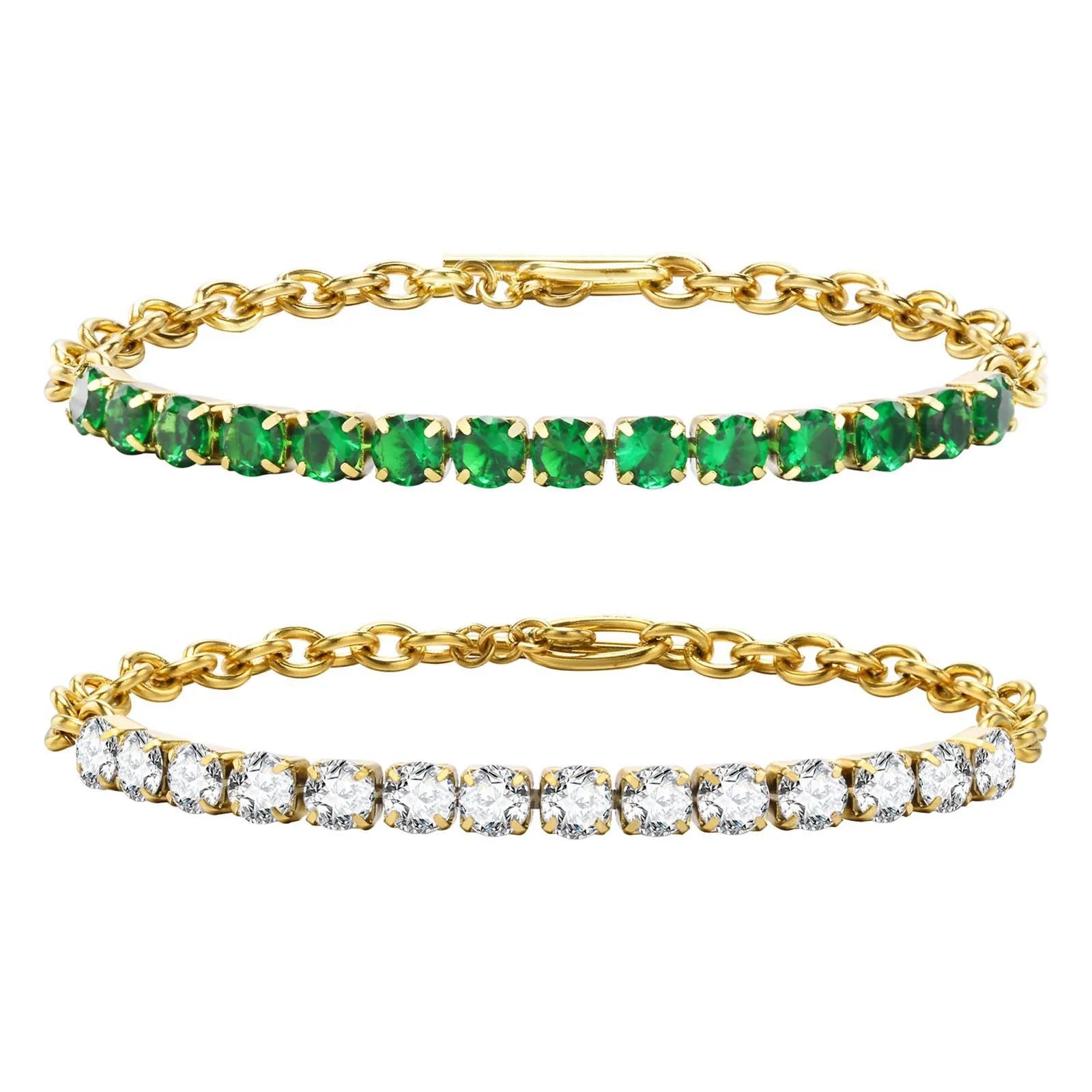 Fashion Stainless Steel 18k Gold Plated Hand Chain Women s Tennis Zircon Bracelet