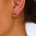 EManco NEW Needle Hoop Earrings Three Row Simply Design Classic Metallic Earrings for Women Gift