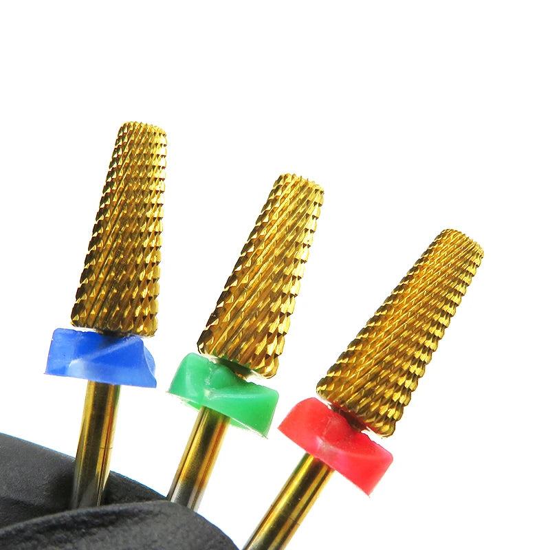 Professional 6.0 TIN 5in1 Cross Cut Carbide Nail Drill Bits Nail Carbide Bur Gel Polish Nail Milling Cutter