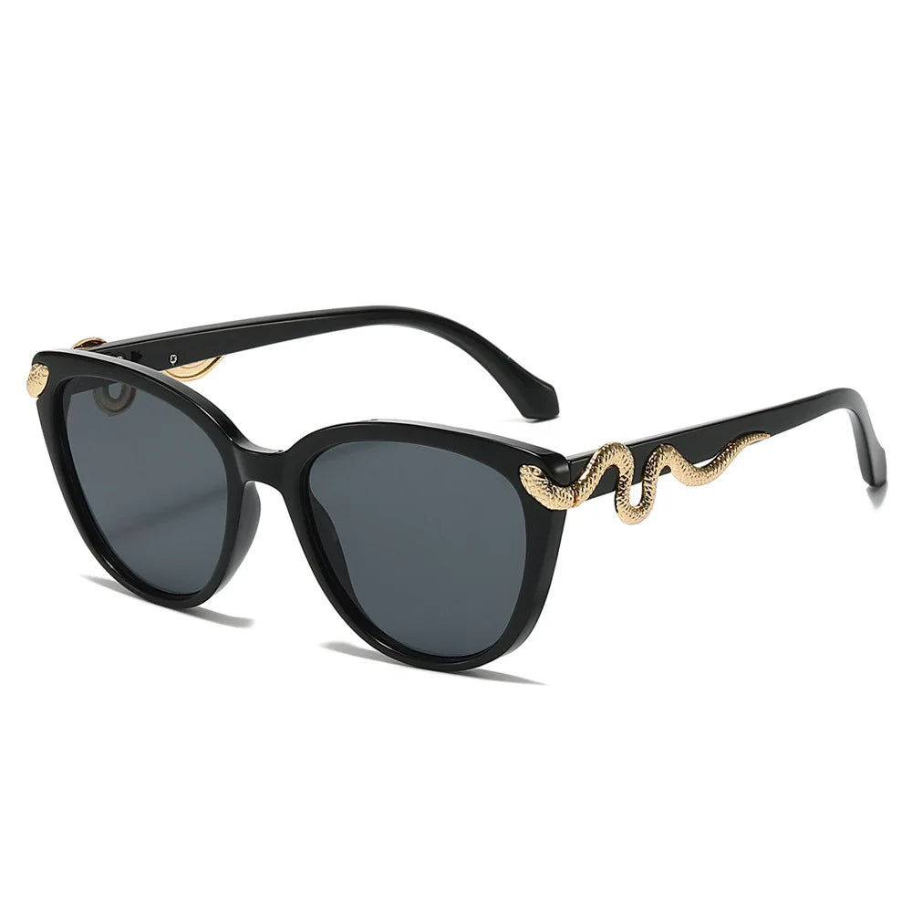 Women's Street Style Snake-Print Sunglasses European American Fashion Customizable PC Frame Cross-Border Wholesale