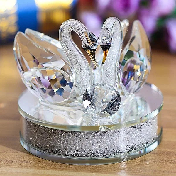 Transparent Pure Home Decor Crystals White Swan Crystal Sculpture Wedding Decoration Gift Souvenir Crafts