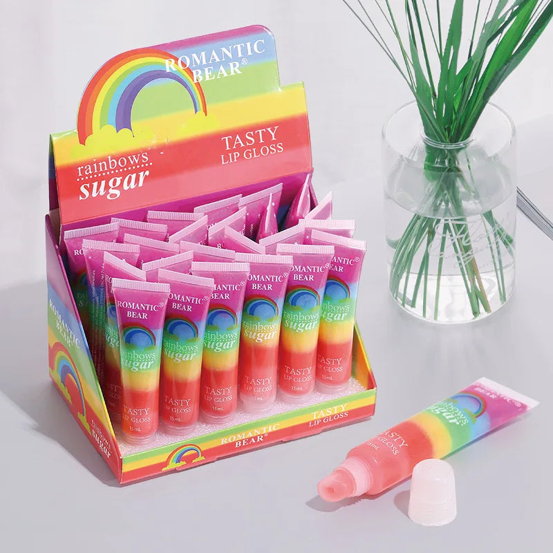 Rainbow Lipstick Colorful Tearing Lip Color Sequins Rainbow Jelly Lipstick Delicious Lipstick