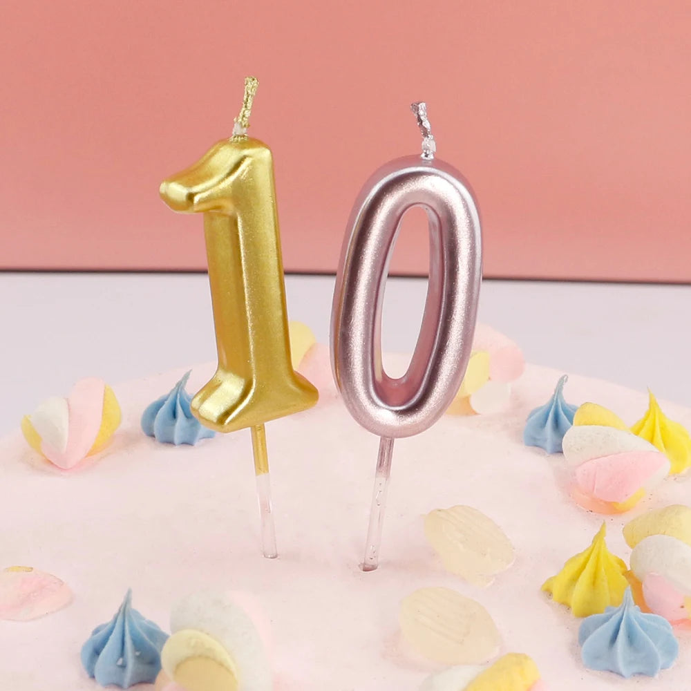 Factory Price Wholesale Custom Metallic Color Birthday Cake Number Candles for Cake and Party Decoration