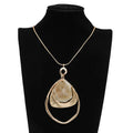 TongLing Luxury Gold Plated Necklace Brushed Surface Geometric Resin Sweater Necklace for Women Girls Gift