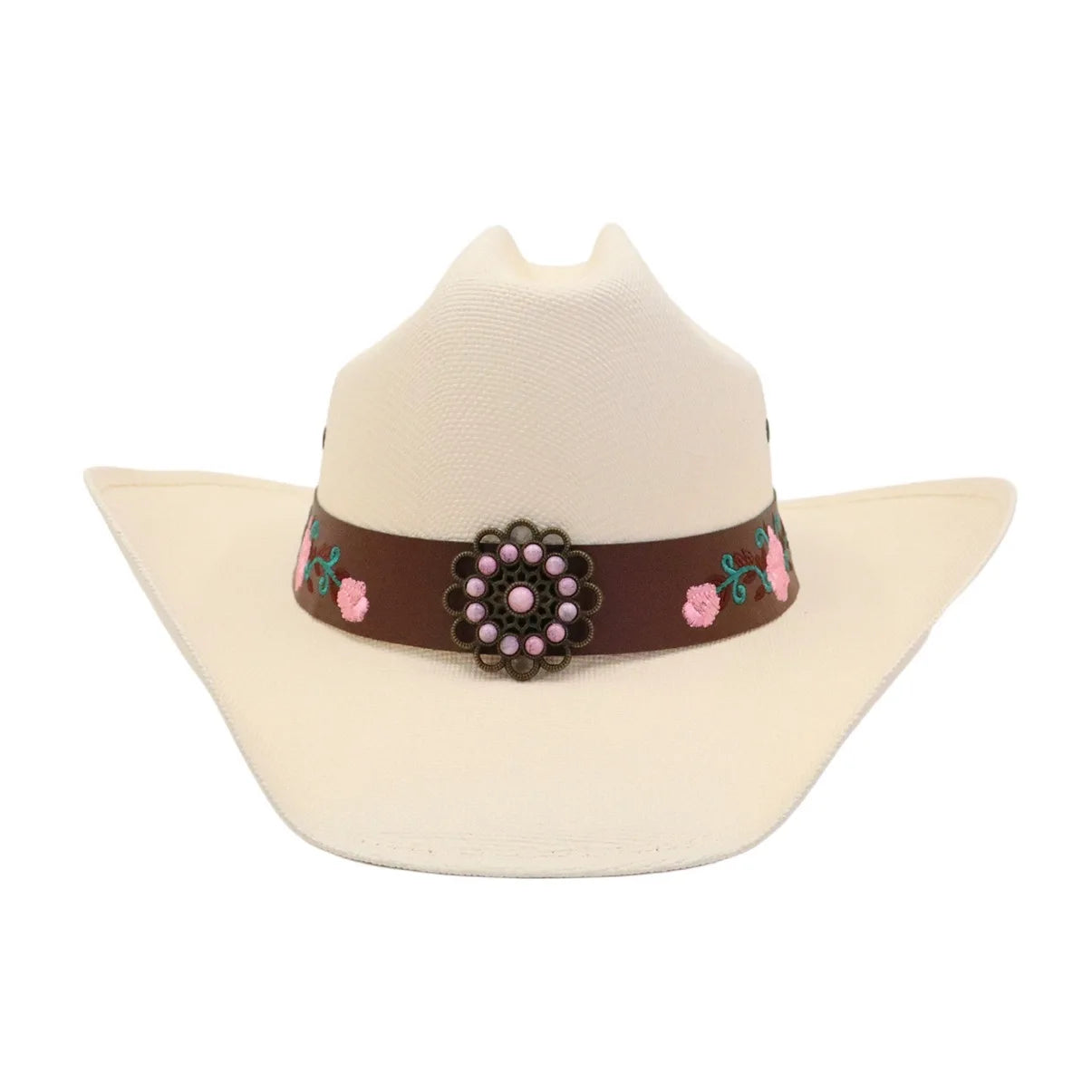 2025 Summer New Fashion Ethic Female White Cowboy Hat Women's Wide Brim Paper Straw Cowgirl Hat for Adults Party Outdoor Travel