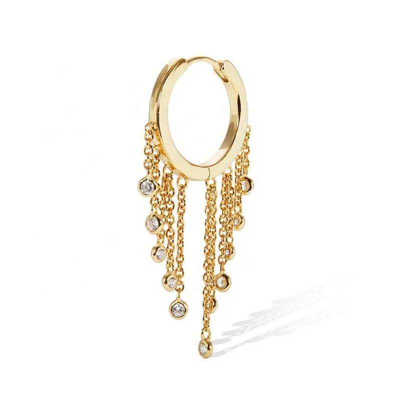 Multi-link CZ Diamond BRASS Earrings with Gold Plating Jewelry for Women Fashionable Daily Accessories Custom Jewelry