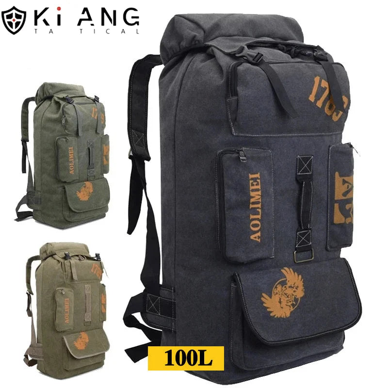 Cost Effect 100L Custom Waterproof Canvas Tactical Outdoor Sports Tactical Backpack Travel Camping