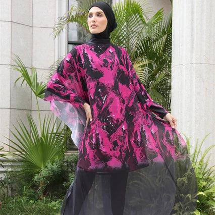 MOTIVE FORCE Popular Hot Selling Customized 4 Pieces Burkinis Modest Long Sleeve Islamic Swimsuits Muslim Swimwear for Women
