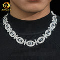 New Hip-Hop Style Devil's Eye Design 925 Sterling Silver Moissanite Diamond Cuban Link Chain Necklace