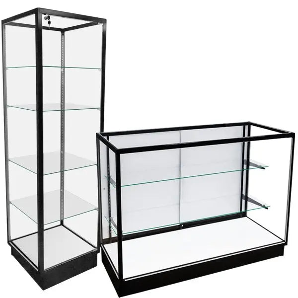 Custom Supermarket Aluminum Frame Tempered Glass Display showcase with Top Side Lights