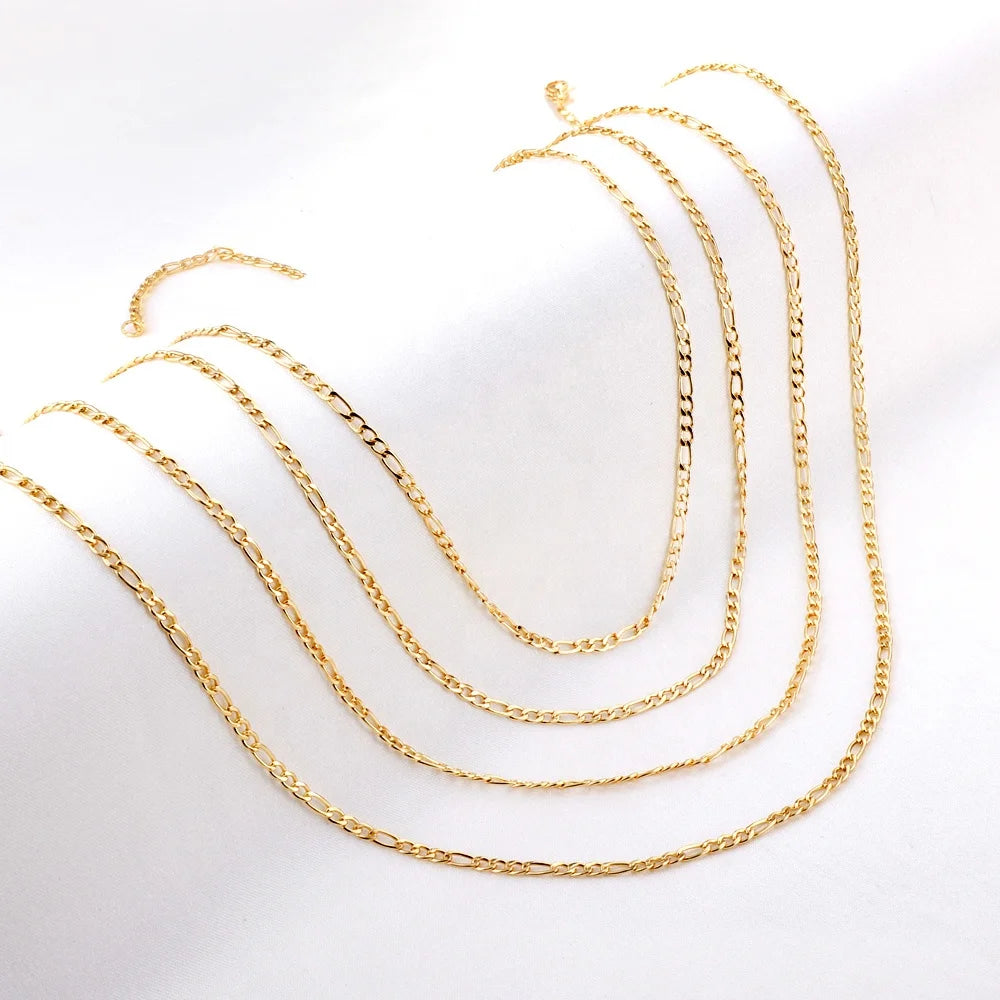 2022 New Jewelry Custom Wholesale Gold Plated Stainless Steel Figaro Chain Necklace
