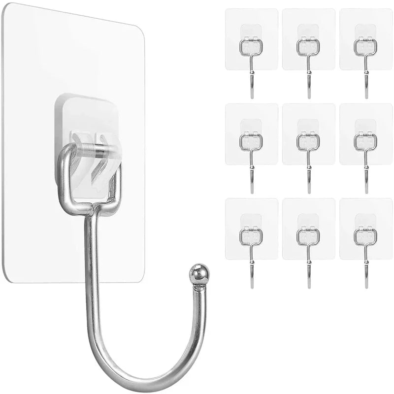 Large Transparent Self Adhesive Wall Hook Waterproof Door Wall Hangers Hook for Hanging Bathroom Kitchen Utilities