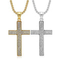 Men's and Women's Dainty Silver Moissanite Pendant Necklace VVS Diamond Cross Gold Plated Stainless Steel Punk Style Jewelry