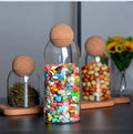 1200ml 40oz Food Coffee Tea Spice Salt Sugar Cookie Glass Storage Containers with Airtight Seal Wood Cork Ball Lid