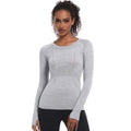 Custom Logo Compression Four-Way Stretch Seamless Top High Elastic Slim-Fit Seamless T-Shirt Gym Woman