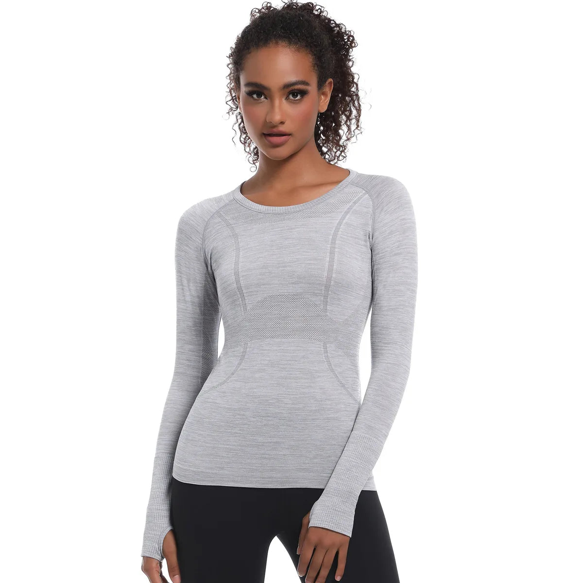 Custom Logo Compression Four-Way Stretch Seamless Top High Elastic Slim-Fit Seamless T-Shirt Gym Woman