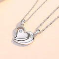 Hainon Couple Necklace Jewelry a Pair of 925 Sterling Silver Heart love Creative Valentine's Day Gift