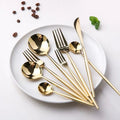 New 304 Stainless Steel Cutlery Set Mirror Polished Gold Flatware Set for Wedding MegaBDM